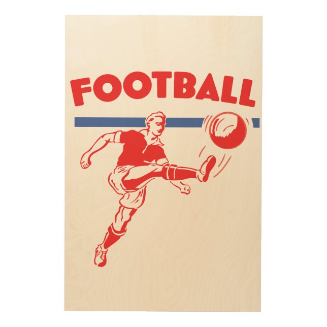 Vintage 1950s Football player Wood Wall Art (Front)