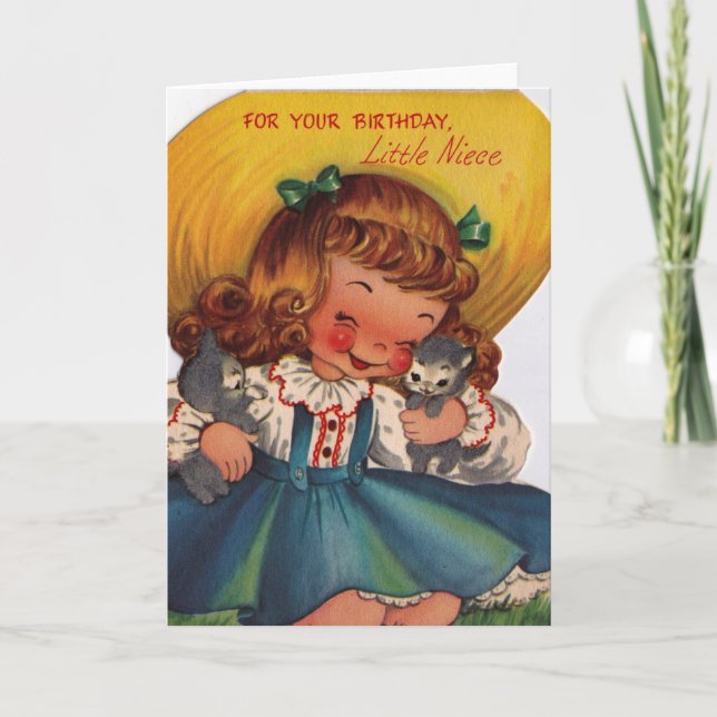 Vintage 1950s Happy Birthday little Niece Card (Front)