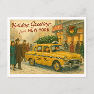 Vintage 1950s Holiday Greetings from New York Postcard
