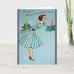 Vintage 1950's Housewife Christmas Holiday Card