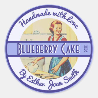 Vintage 1950s Kitchen Scene with Custom Text Classic Round Sticker