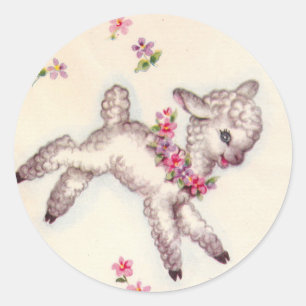 Vintage 1950s Lamb Classic Round Sticker