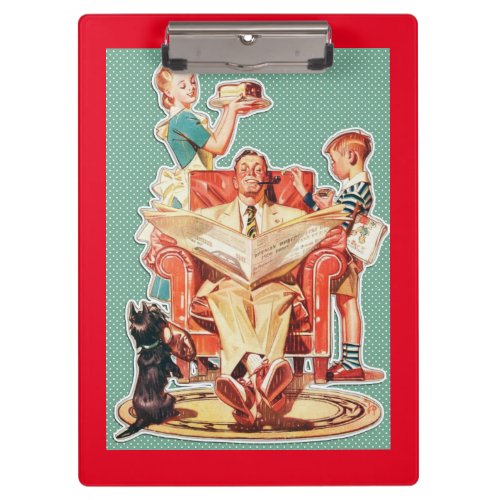 Vintage 1950s nuclear family 50s retro housewife clipboard
