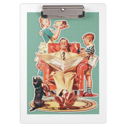 Vintage 1950s nuclear family 50s retro housewife clipboard