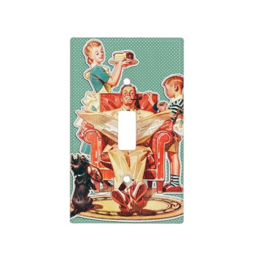 Vintage 1950s nuclear family 50s retro housewife light switch cover