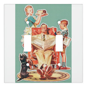 Vintage 1950's nuclear family 50's retro housewife light switch cover