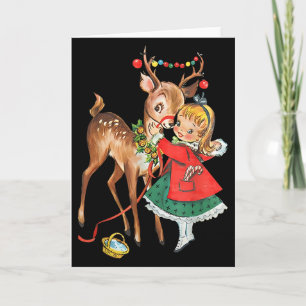 Vintage 1950s Old Fashioned Family Christmas Retro Card