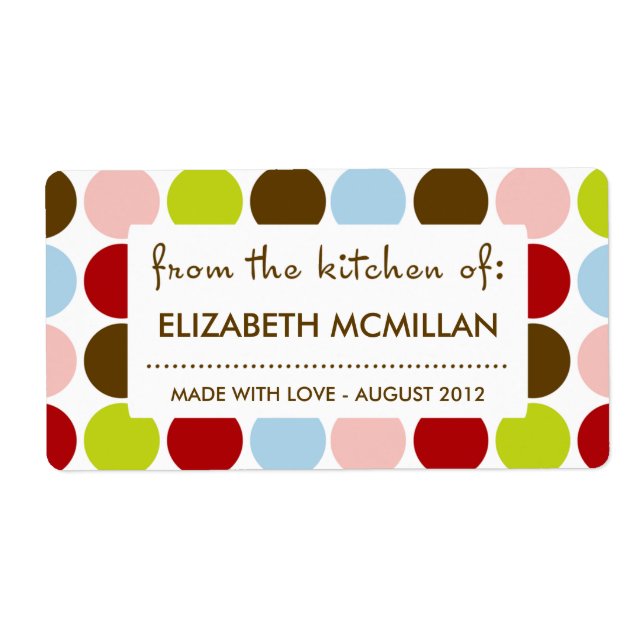 Vintage 1950s Polka Dot Canning/Kitchen Labels (Front)