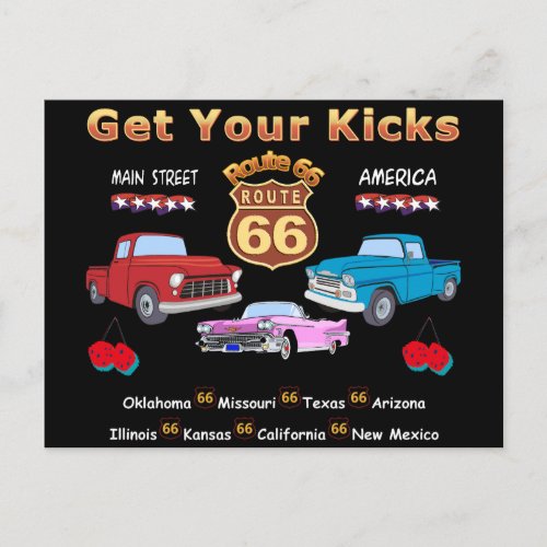 Vintage 1950s  Route 66 Postcard