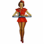 Vintage 1950s Server Sculpture<br><div class="desc">Acrylic photo sculpture of a vintage 1950s server carrying a tray with a soda, sundae, burger, and fries. This is a great 50s party décor piece that can be used most anywhere, even in a centerpiece! See matching acrylic photo sculpture pin, keychain, magnet and ornament. See the entire Nifty 50s...</div>