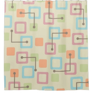 Vintage 1950s Tiles & Squares (Pastel) Shower Curtain
