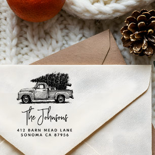 Vintage 1950s Truck&Tree Country Christmas Address Rubber Stamp