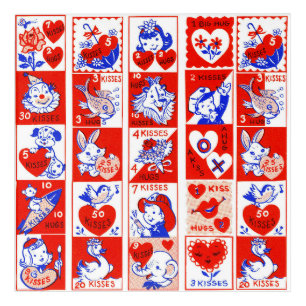 Vintage 1950s Valentine Stamp Pattern Retro Kitsch Acrylic Print