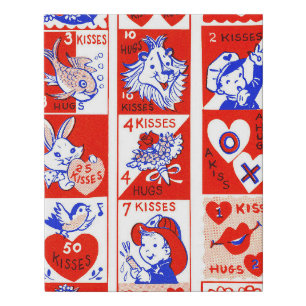 Vintage 1950s Valentine Stamp Pattern Retro Kitsch Faux Canvas Print