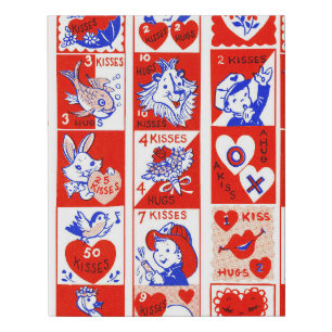 Vintage 1950s Valentine Stamp Pattern Retro Kitsch Faux Canvas Print