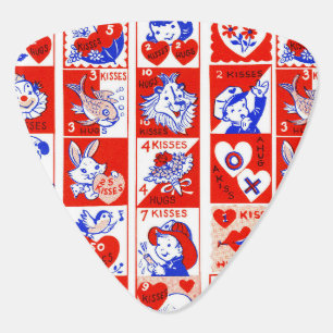 Vintage 1950s Valentine Stamp Pattern Retro Kitsch Guitar Pick
