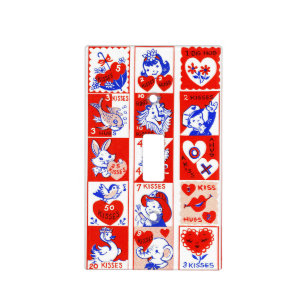 Vintage 1950s Valentine Stamp Pattern Retro Kitsch Light Switch Cover