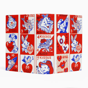 Vintage 1950s Valentine Stamp Pattern Retro Kitsch Mini Binder