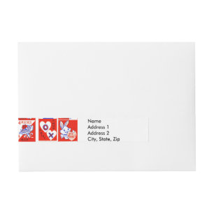 Vintage 1950s Valentine Stamp Pattern Retro Kitsch Wrap Around Address Label