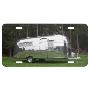 Vintage 1950s Whale Tail trailer polished camper  License Plate