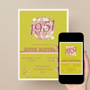 Vintage 1951 75th birthday retro Invitation