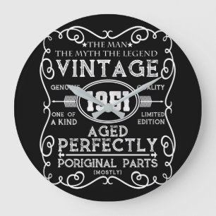 Vintage 1951 Man Myth Legend 70th Birthday Large Clock