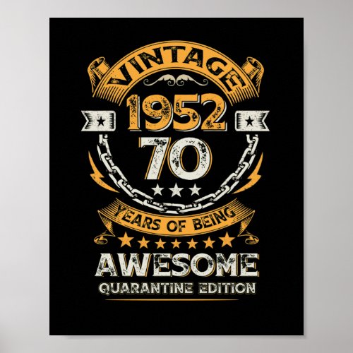 Vintage 1952 70th Birthday 70 Years Old Poster