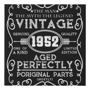 Vintage 1952 Man Myth Legend 69th Birthday Faux Canvas Print