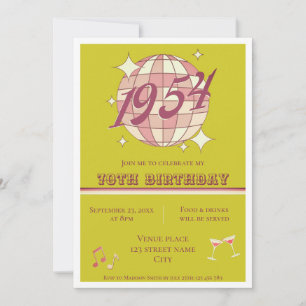 Vintage 1954 70th birthday green party Invitation