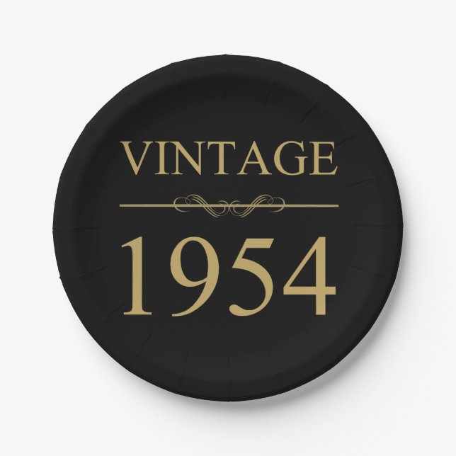 Vintage 1954 70th Birthday Paper Plates (Front)