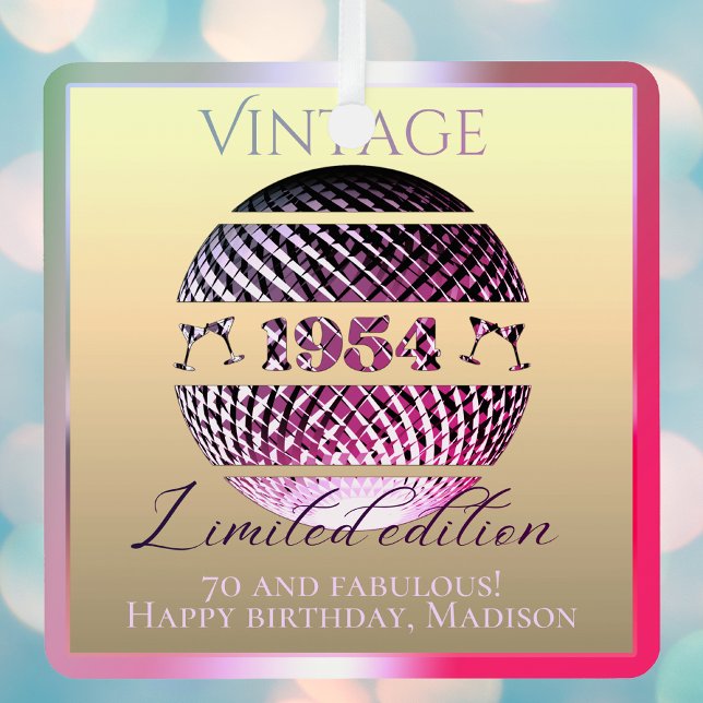 Vintage 1954 70th birthday pink metal ornament (Creator Uploaded)