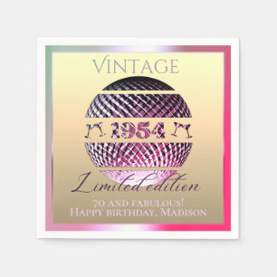 Vintage 1954 70th birthday pink napkins