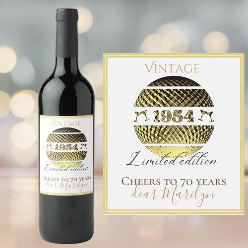 Vintage 1954 70th birthday wine Label