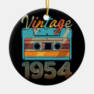 Vintage 1954 Cassette Tape Retro 69th Birthday 69 Ceramic Ornament