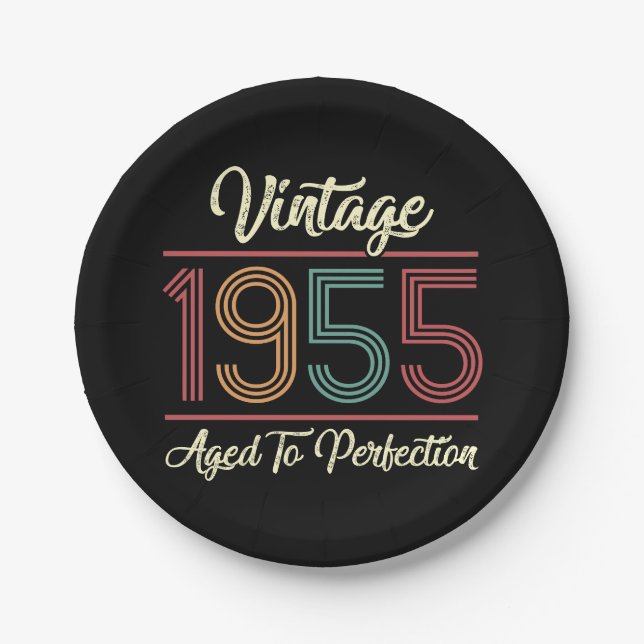 Vintage 1955 70th Birthday Paper Plates (Front)