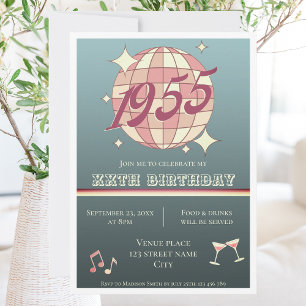 Vintage 1955 70th birthday retro blue Invitation