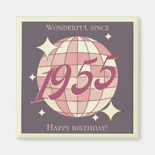 Vintage 1955 70th birthday retro purple  magnet
