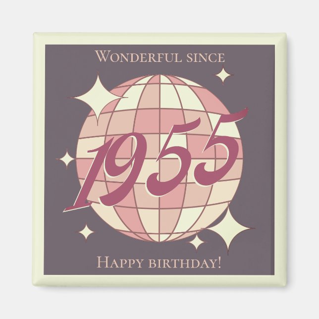 Vintage 1955 70th birthday retro purple  magnet (Front)