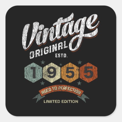 Vintage 1955 Bday Aged To Perfection 66th Birthday Square Sticker