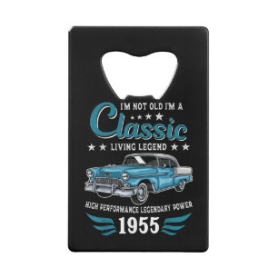 Vintage 1955 Birthday Classic Car for Legends Born Credit Card Bottle Opener