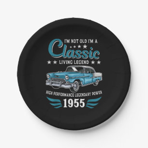 Vintage 1955 Birthday Classic Car for Legends Born Paper Plates