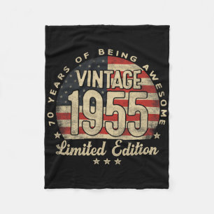 Vintage 1955 Limited Edition 70-year-old Gifts Usa Fleece Blanket