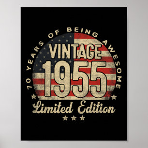 Vintage 1955 Limited Edition 70-year-old Gifts Usa Poster