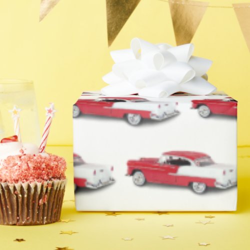 Vintage 1955 Red and White Chevy Wrapping Paper