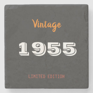 Vintage 1955 Stone Coaster – 70th Birthday Gift