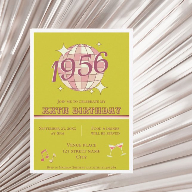 Vintage 1956 70th birthday retro greenInvitatio Invitation (Creator Uploaded)