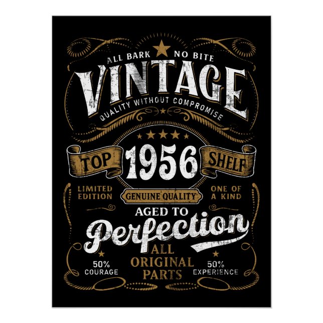 Vintage 1956 Birthday Aged to Perfection 70th  Poster (Front)