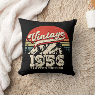 Vintage 1956 Birthday Gift Retro 70th Bday Throw Pillow