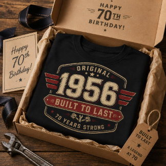 Vintage 1956 Built To Last 70th Birthday Mechanic T-Shirt