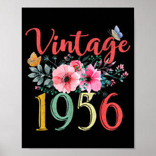 Vintage 1956 Floral Hippie Groovy Wildflower 70th Poster